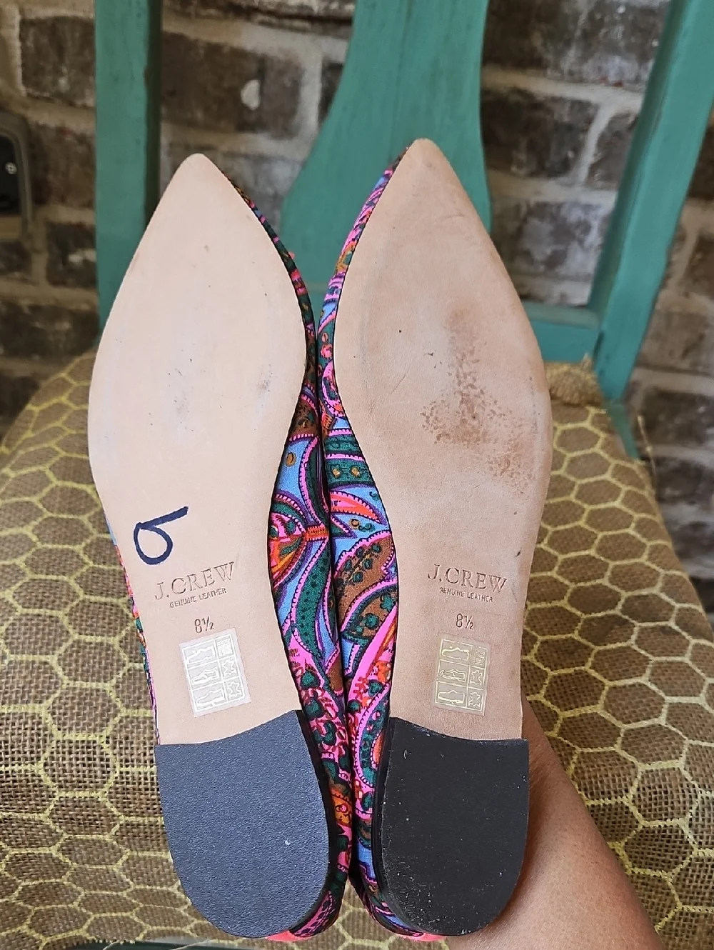 J. Crew Gemma Paisley Pink Ballet Flats With Bow